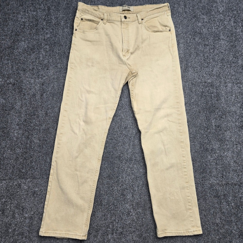 Wrangler Authentics Mens Size 35x30 Straight Leg Jeans Tan Khaki Denim Pants